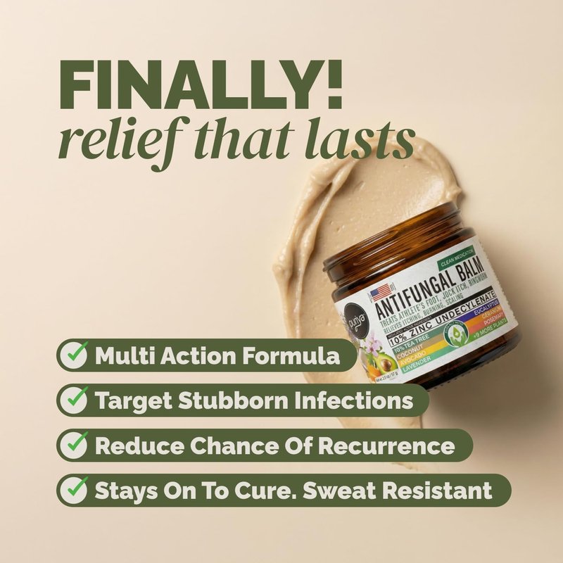 Antifungal Cream for Skin Fungus - Extra-Strength Treatment for Athletes Foot, Jock Itch & Ringworm | Tea Tree Oil Relief