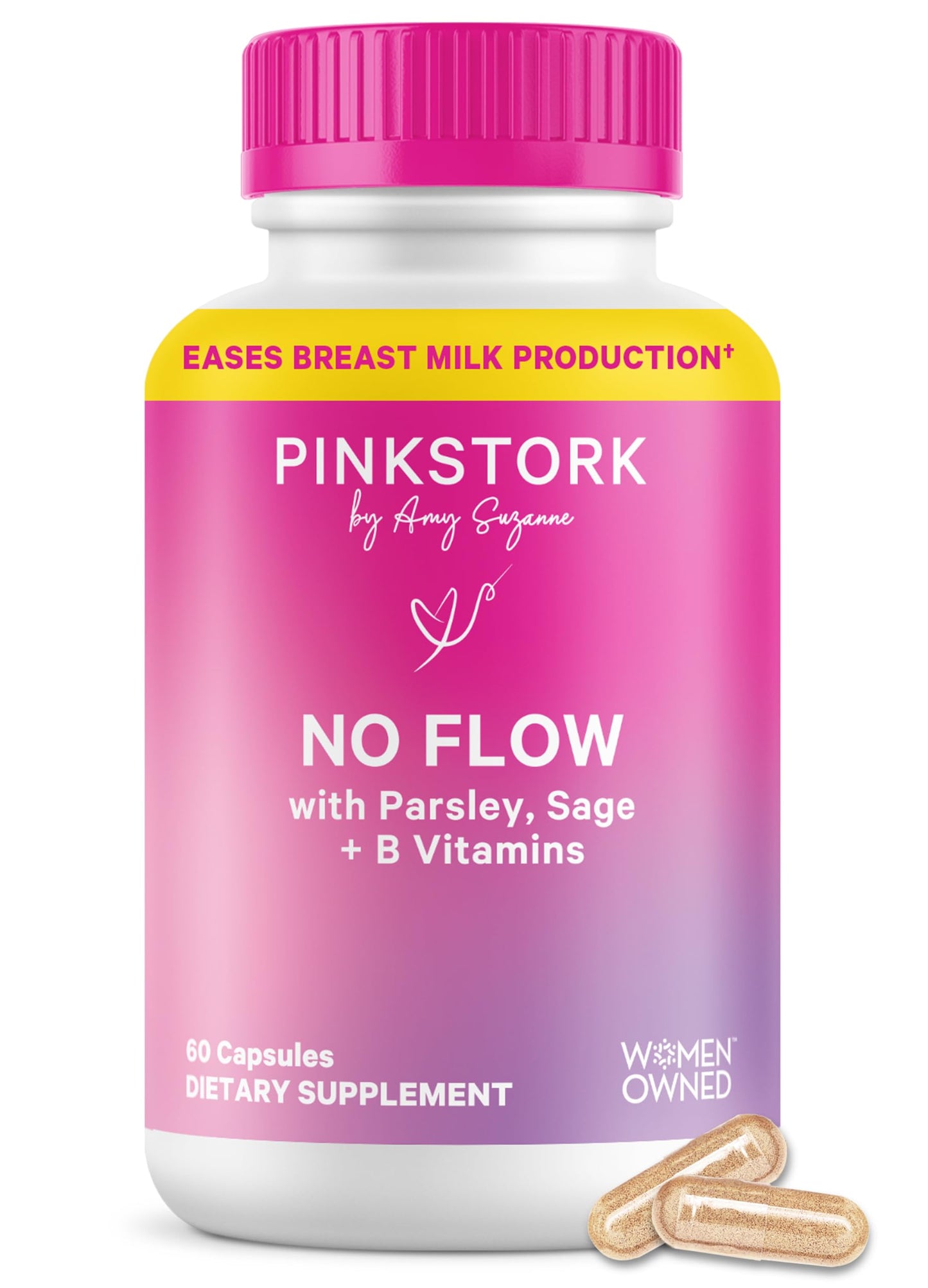 Pink Stork No Flow Breast Milk Dry Up Supplement, 60 Capsules