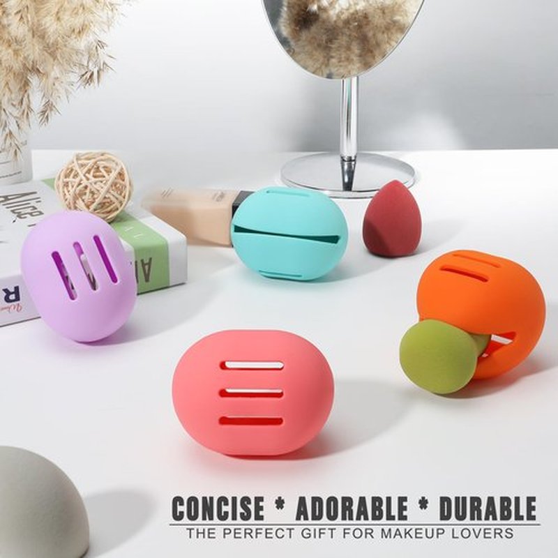 FERYES Makeup Sponge Holder – Shatterproof Eco-Friendly Silicone Beauty Make Up Blender Case for Travel -Orange