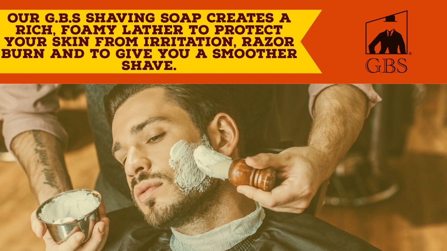 G.B.S 97% All Natural Shave Soap - Creates a Rich Lather Foam for Wet Shaving Experience (3 Pack Bay Rum) Birthday Gift