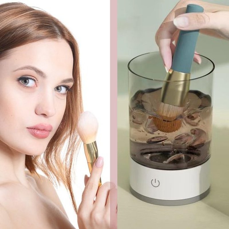 Beauty Swirl Cosmetic Brush Cleaner, 2025 New Automatic Makeup Brush Cleaner, Portable Electric Makeup Brush Cleaner (Black (Charging Model))
