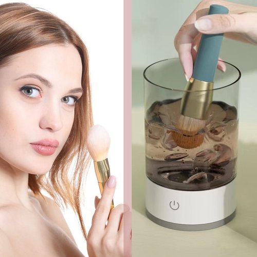 Beauty Swirl Cosmetic Brush Cleaner, 2025 New Automatic Makeup Brush Cleaner, Portable Electric Makeup Brush Cleaner (Transparent (Plug-in Model))