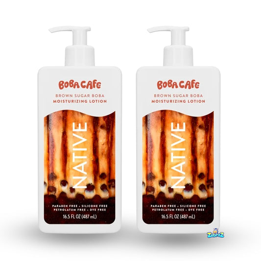 Native Moisturizing Body Lotion, Limited Edition Brown Sugar Boba, Silicone Free for Women and Men, Boba Café, 16.5 oz - Pack Of 02