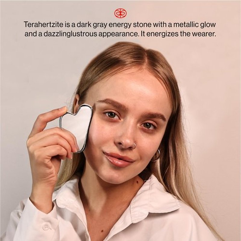 Rena Chris Gua Sha Facial Tools, Natural Terahertz Guasha, Manual Massage Sticks for Jawline Sculpting and Puffiness Reducing, Gua Sha Scraping Massage Tool, Skin-Care Tool (Silver-Grey)