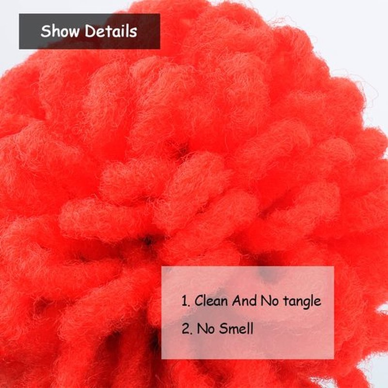 Yinmei Baibian Loc Ponytail Drawstring Petal Bun Red Afro Dreadlock Buns Pony Tail Curly Puff Braid Ponytails For Black Women Faux Locs Braided Bun(Red)