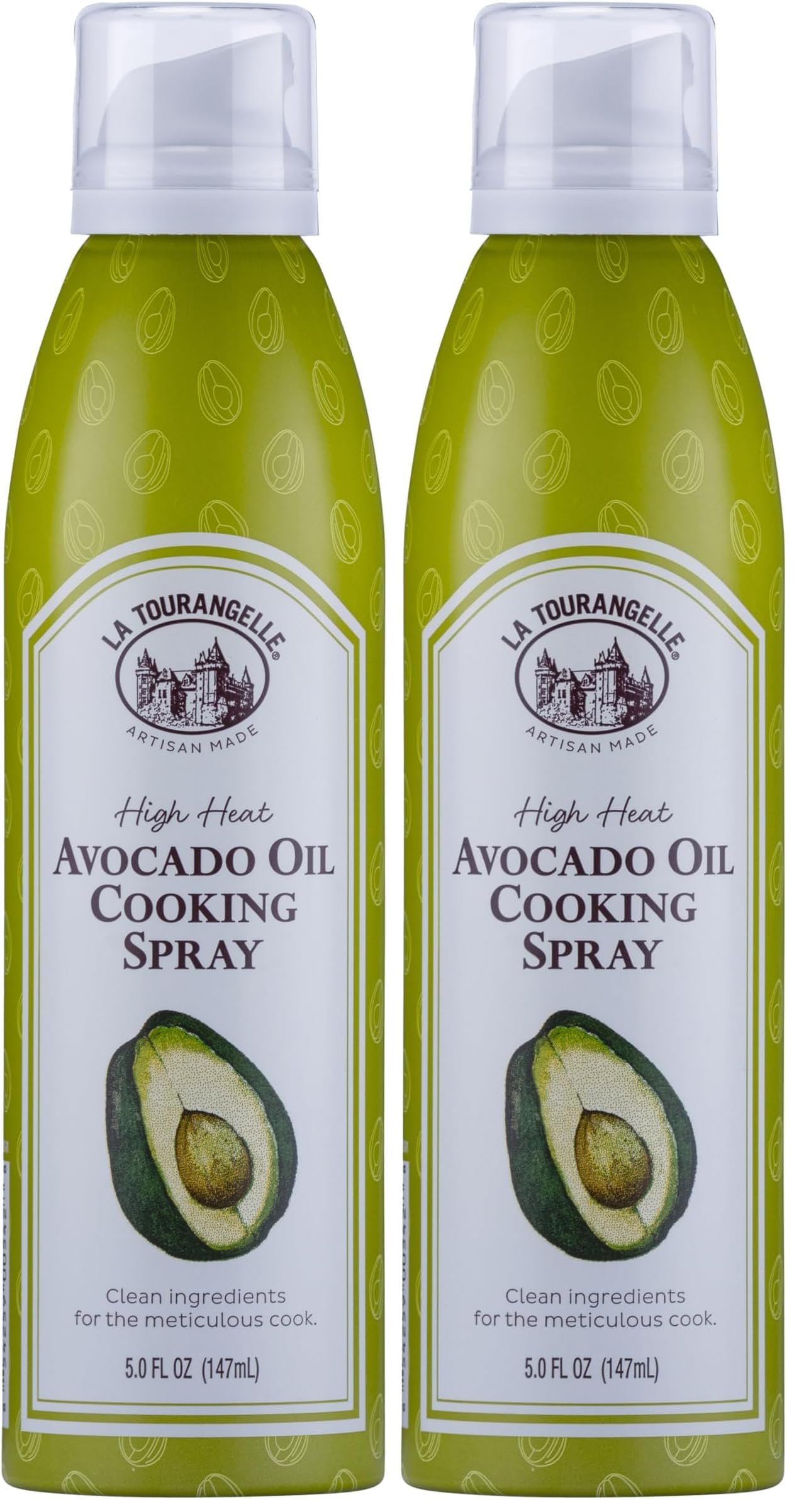 La Tourangelle, Avocado Oil Spray, All-Natural Handcrafted from Premium Avocados, Great for Cooking, Butter Substitute, and Skin and Hair Care, Spray Cooking and Grilling Oil, 5 fl oz (Pack of 2)