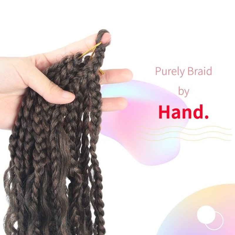 Niseyo Goddess Box Braids Crochet Hair 16 Inch 8 Packs Short Crochet Box Braids Pre Looped Curly Ends Boho Style Synthetic Hair (T30/Ombre Medium Dark Brown)