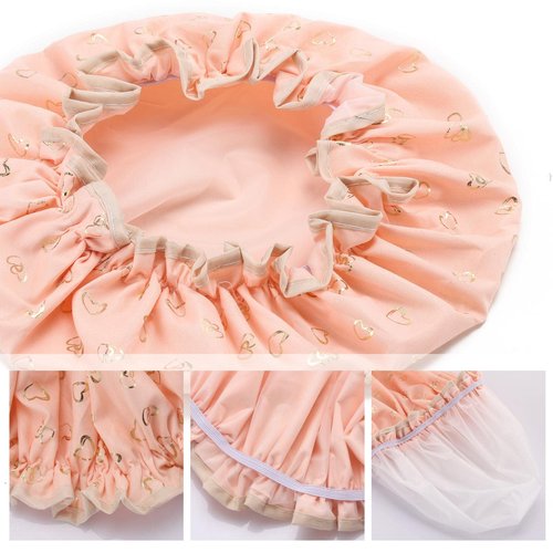 Tbestmax 4 Pcs Shower Caps Hat for Women and Girl, Reusable Waterproof Bath Cap Double Waterproof Layers