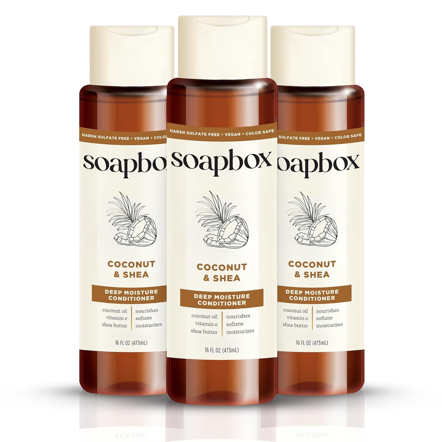 Soapbox Argan Oil with Shea Butter Conditioner, Volumizing, Vegan, Color Safe, Sulfate & Silicone Free Hair Conditioner, 16oz, Pack of 3