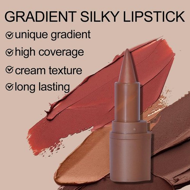 Erinde 2-in-1 Gradient Lip Liner and Lipstick Lip Combo Set, Matte Nude Dark Brown Red Lip Liner Creamy Lip Pencil Crayon, High Pigmented Long lasting Lipstick Makeup, 03# Caramel Brulee
