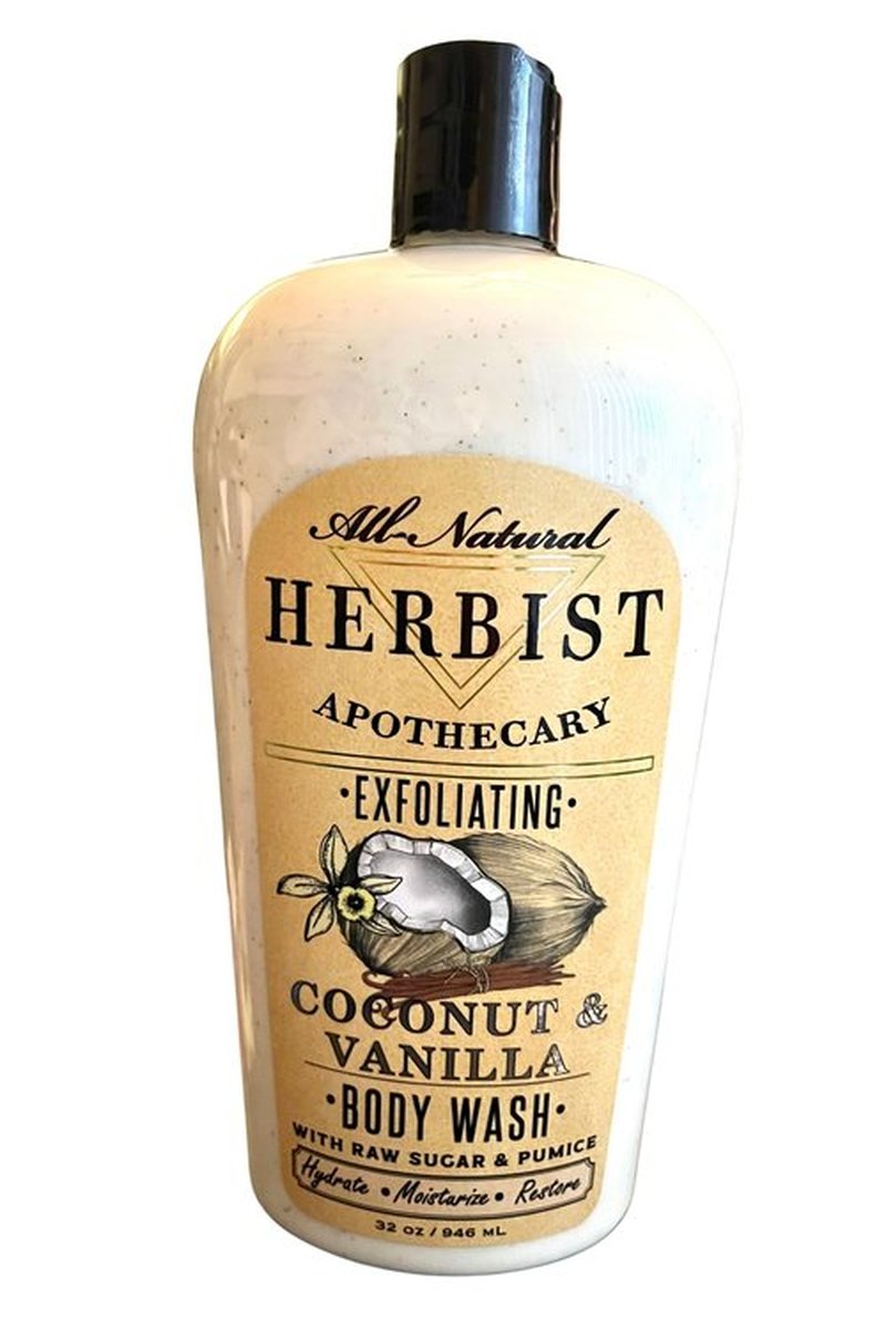 HERBIST All Natural Apothecary Exfoliating Body Wash (Coconut & Vanilla with Raw sugar & Pumice)