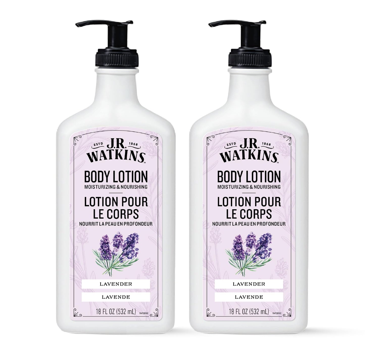 J.R. Watkins Daily Moisturizing Body Lotion, Lavender, 18 fl oz, 2 Pack