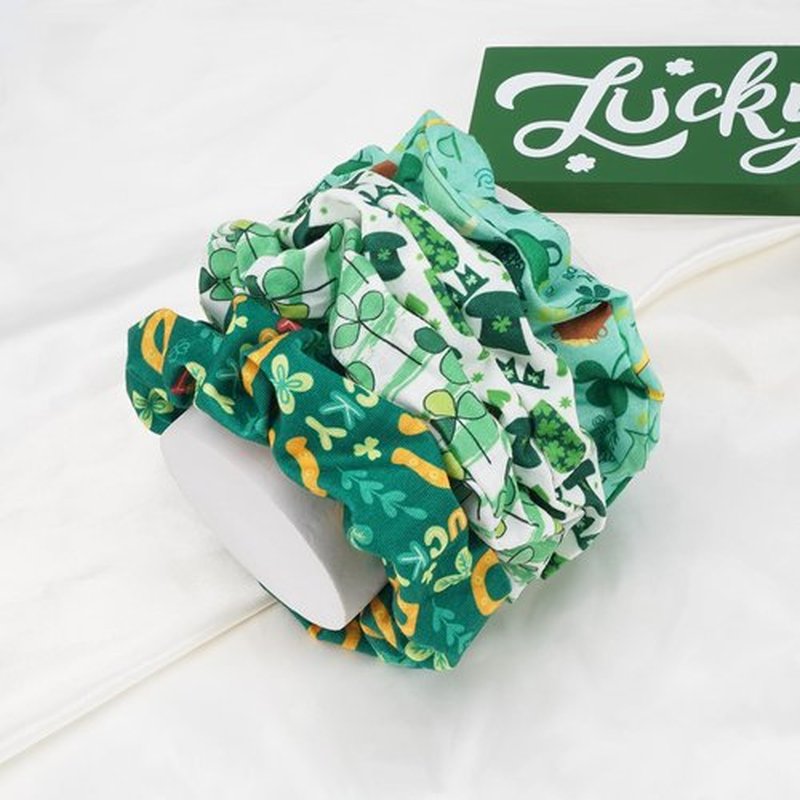 Jocbean St Patrick's Day Hair Scrunchies Ponytail Holders Irish Green Hair Ties for Women