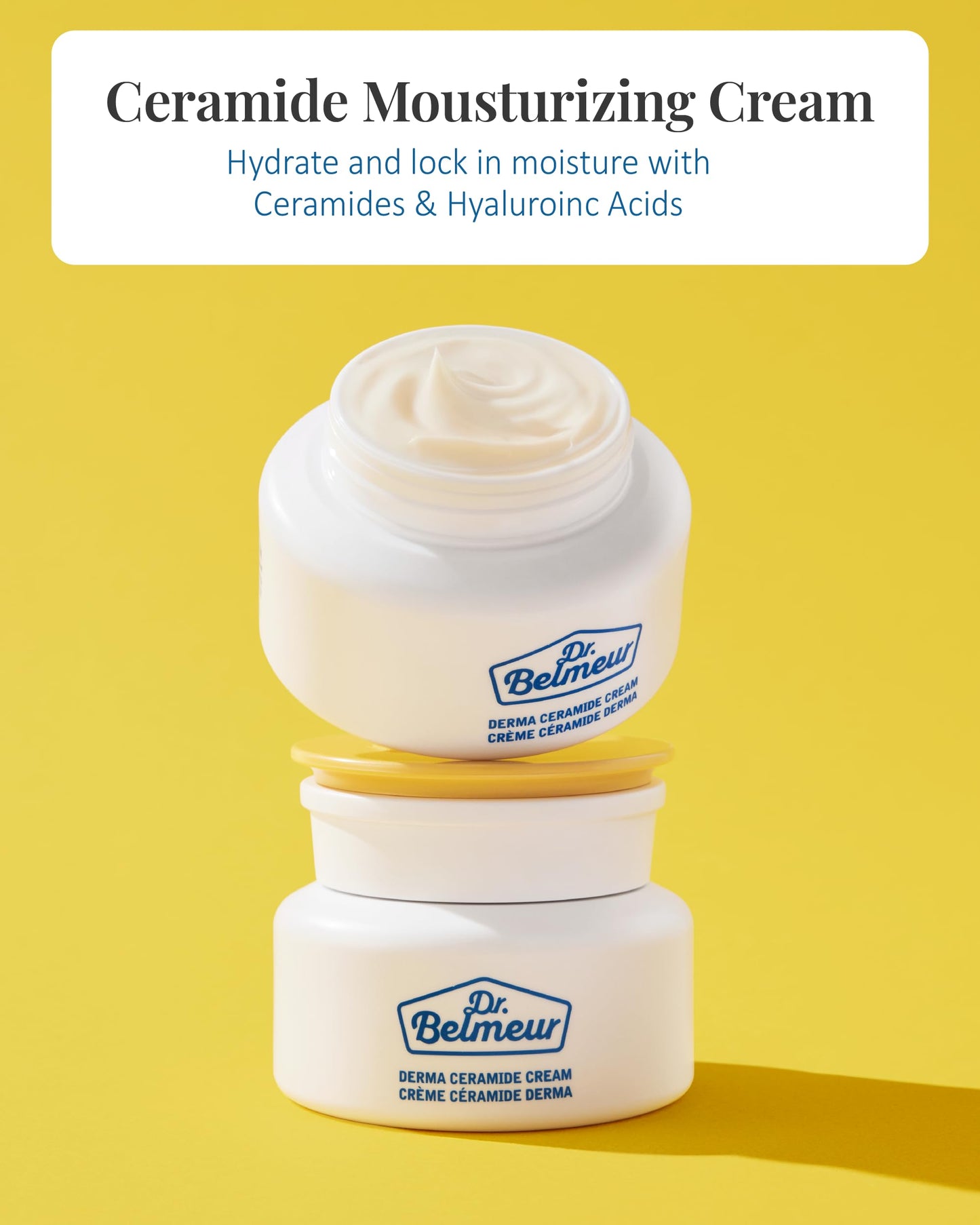 DR. BELMEUR Derma Ceramide Moisturizing Cream (1.7fl oz) - Dual Action Moisturizer for Intense Hydration. Korean Skin Care by LG Beauty. Ceramides & Hyaluronic Acid.