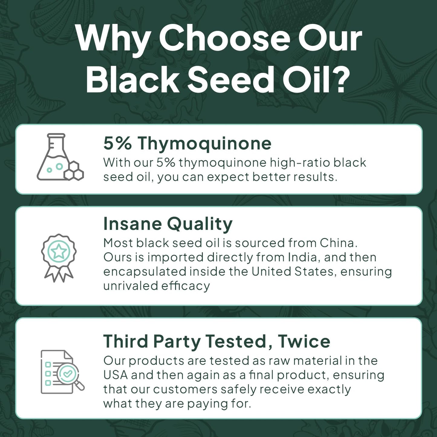 Organics Ocean Better Black Seed Oil Cold Pressed - Pure Nigella Sativa Oil for Immune Support - 5% Thymoquinone - Support Memory, Vitality, and Cellular Health