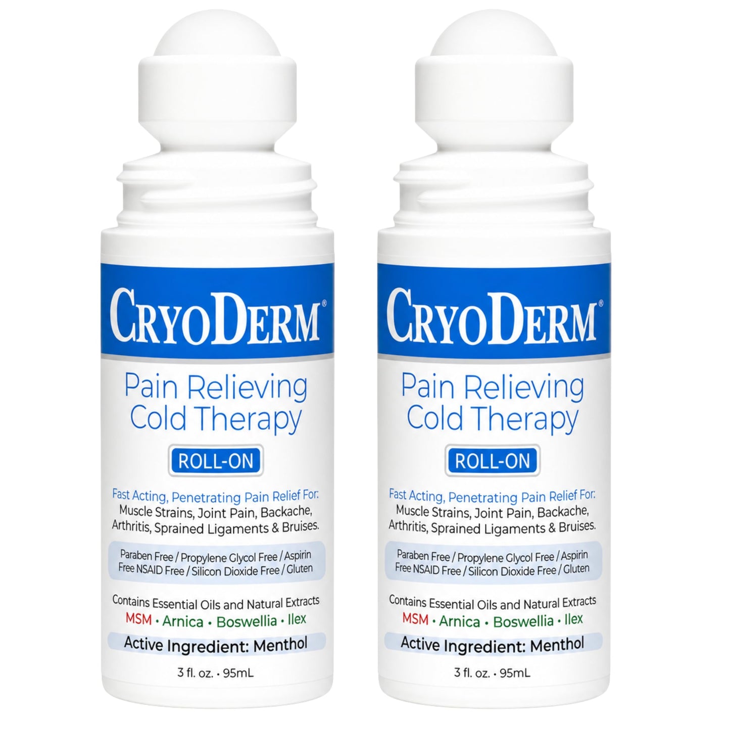 Cryoderm Pain Relieving Roll On 3 oz 2 PACK