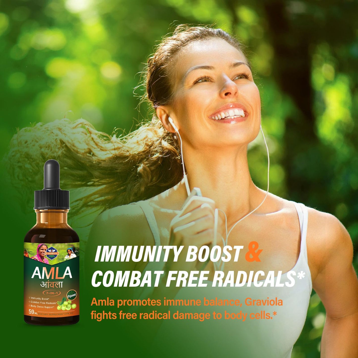 PranaBloom Amla Extract Drops 2oz for Immune Support, Fast-Absorbing Liquid Alternative to Capsules & Powder, Indian Gooseberry Fruit Natural Vitamin C Supplement for Liver & Gut Detox with Elderberry