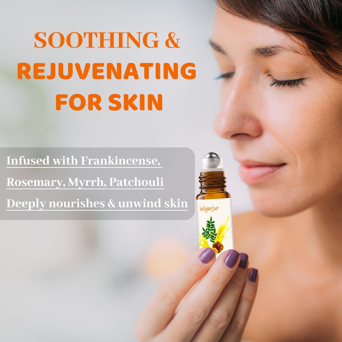 3 PCS Frankincense Essential Oil Blend Oils Roll On, Patchouli, Myrrh, Rosemary Essential Oils, Vitamin C Roller for HIPS, Hands, Shoulders and Legs Skin Care Soothing