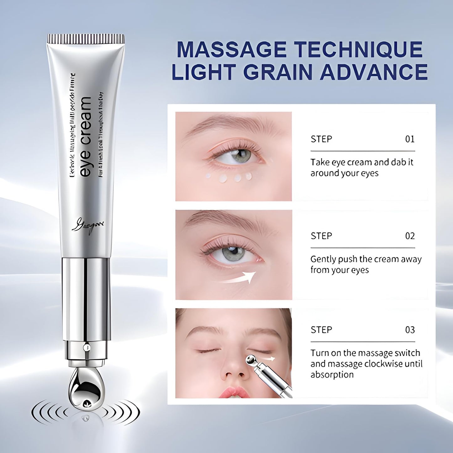 Multi-Peptide & Retinol Eye Cream,Electric Massage Eye Cream With Caffeine,Niacinamide,Vitamin C & for Dark Circles, Puffiness Puffy Bags & Wrinkles ，Anti-Aging Eye Cream for Fine Lines, 0.7 fl.oz