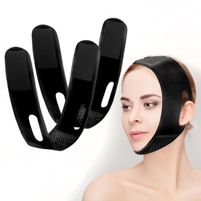 Buyongwant 2 Pack V Line Lifting Mask V Shaped Face Chin Strap for Sleeping,Sagging,Jaw Exerciser (Black)