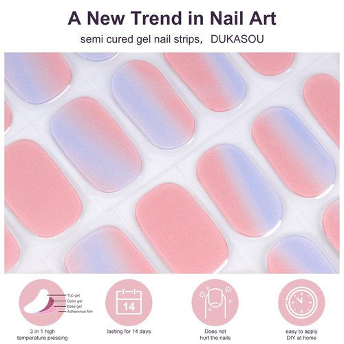 Semi Cured Gel Nail Strips,28 PCS Fall Nail Art Stickers (Falling Leaves),Gel Stickers for Nails UV Light,Nail Polish Strips Includes Prep Pads, Nail File & Wood Stick