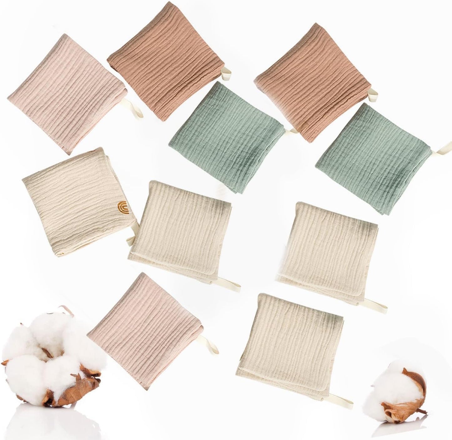 JKSvrenthy 10 Pack Face Cloths with Handing Loop, Soft Wash Cloth for Washing Face, Cotton Face Towels for Sensitive Skin Women Facial Makeup Remover Reusable Absorbent Washcloths （9 x 9 Inch）