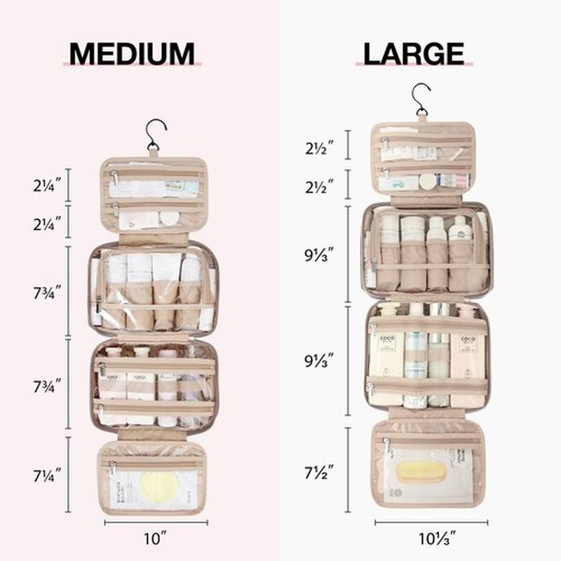 BAGSMART Toiletry Bag Hanging Travel Makeup Organizer with TSA Approved Transparent Cosmetic Bag Makeup Bag for Full Sized Toiletries, Large-Dark Purple
