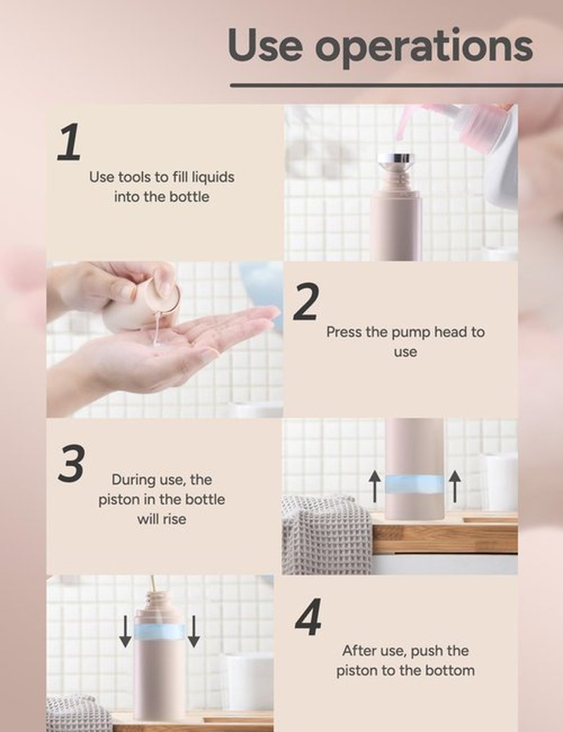 Airless Pump Bottles Travel 1oz: Travel Size Lotion Container - Refillable Dispensers for Moisturizer, Serum (Plastic, Matte Pink, 3Pcs)