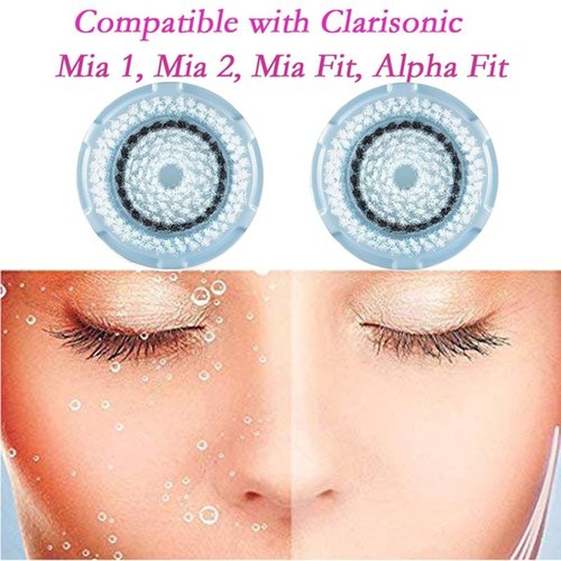 Azonbey Brush Head Replacements Compatible with Clarisonic Mia 1, Mia 2, Mia Fit, Alpha Fit, Smart Profile Uplift and Alpha Fit Face Cleaning Brush Heads (Delicate-2Pack)
