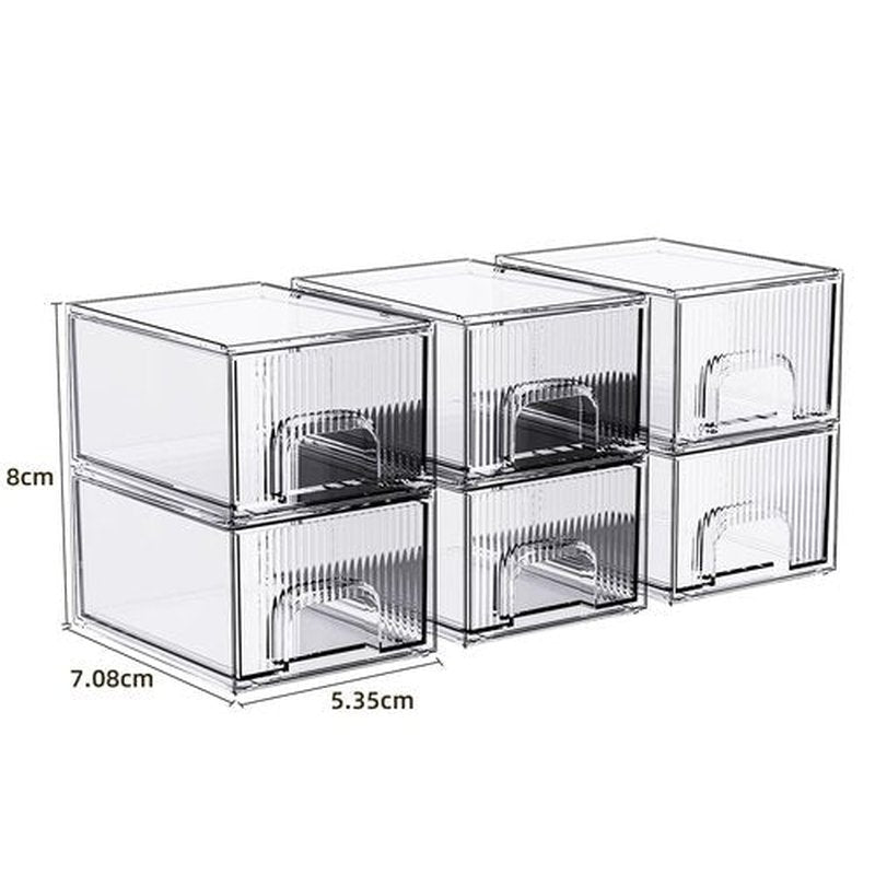 ZHIAI 6 Pack Clear Stackable Storage Drawer, Acrylic Drawer, Cosmetic Organizer, Plastic Organizer for Dresser, Under, Kitchen Cabinet, Pantry, Home Organization and Storage