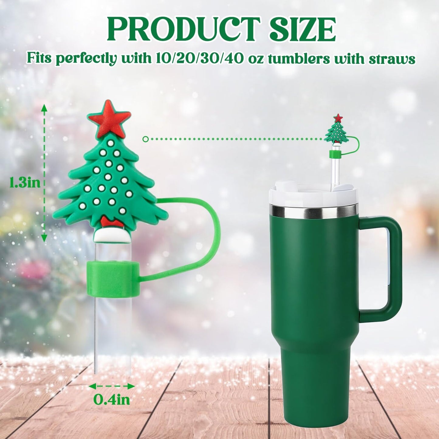 Straw Cover Advent Calendar 2025, Christmas Advent Calendar 2025, 24 Days of Surprises Gifts with 10mm Christmas Theme Straw Topper Caps for Cup 30Oz 40Oz Tumbler Adult Women Kids Teen Girls Boys