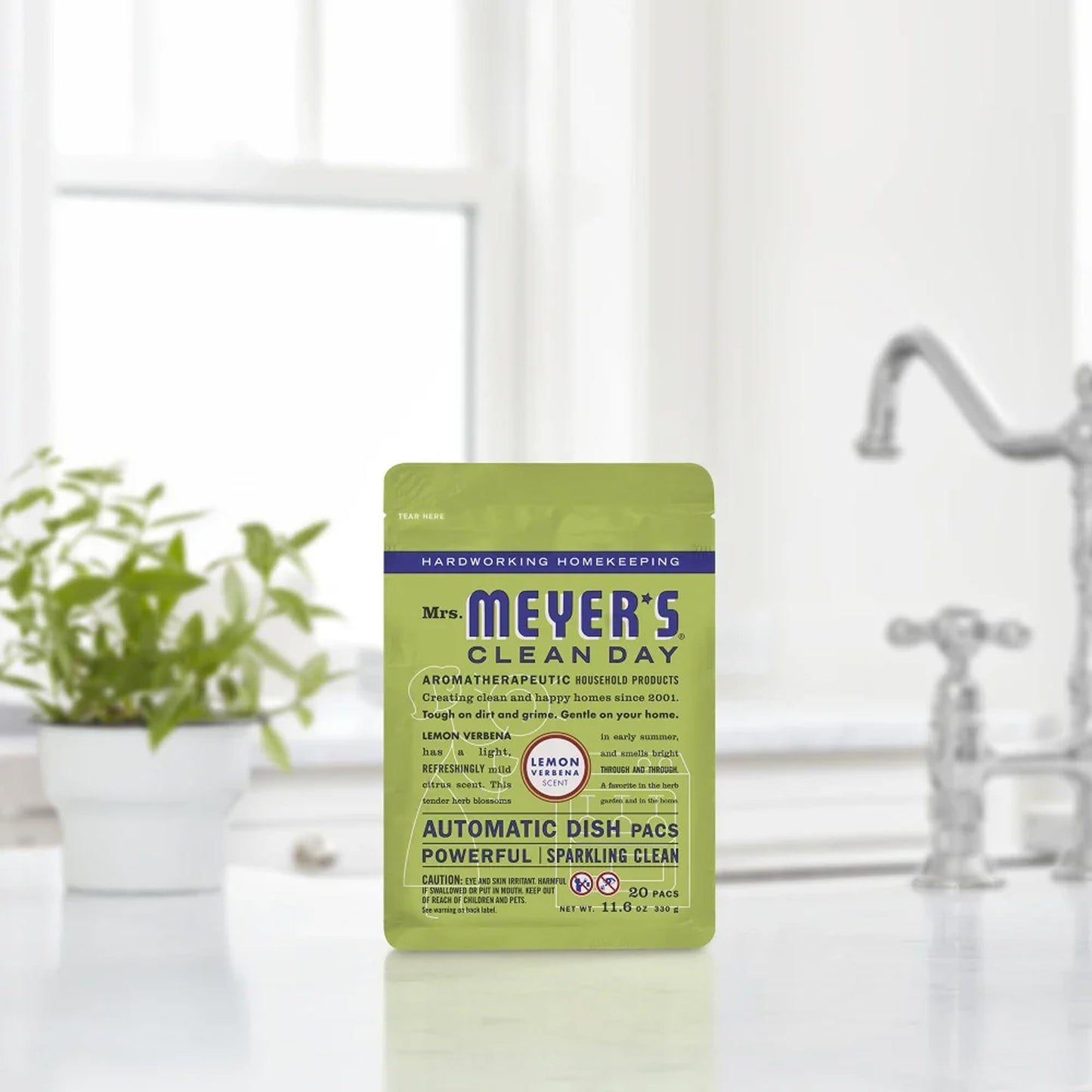 MRS. MEYER'S CLEAN DAY Automatic Dishwasher Pods, Lemon Verbena, 20 Count
