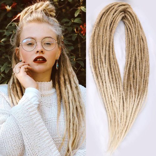 DAIRESS 24 Inch Double Ended Dreadlock Extensions Synthetic Dreads 10strands/pack Synthetic Braids Thin 0.6cm Soft Handmade Reggae Hair Hip-Hop Style Dread Extensions Locks Hair(10strands/pack,27-613)