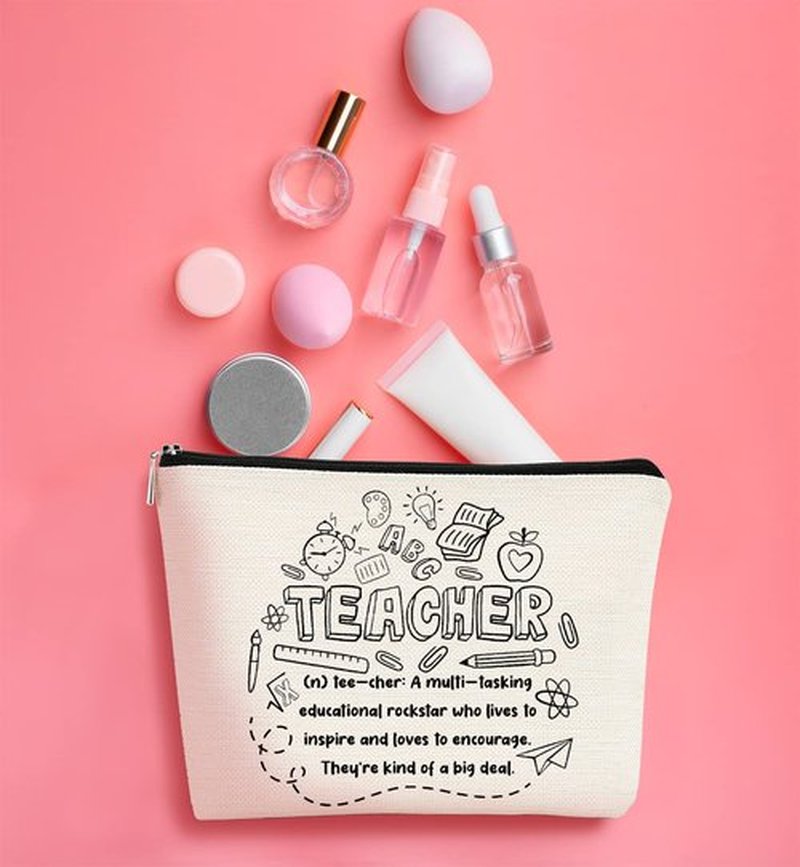 BARPERY Teacher Gift,Teacher Appreciation Gift,Makeup Bag Teacher Survival Kit Bag Teacher Cosmetic Bag,Teacher Gifts for Women Small Make up bag Graduation Gifts Teacher Birthday Gifts