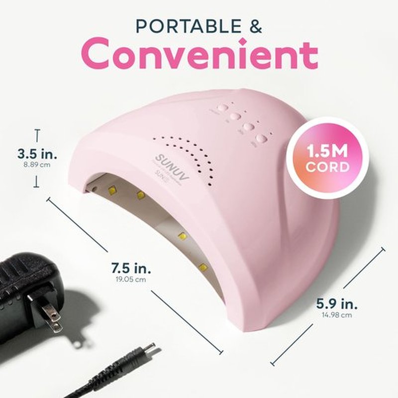 SUNUV 48W UV Light for Gel Nails, Nail Dryer for Gel Polish with 3 Timer Settings Professional UV Nail Lamp Nail Art Tools Auto Sensor SUNone Pink
