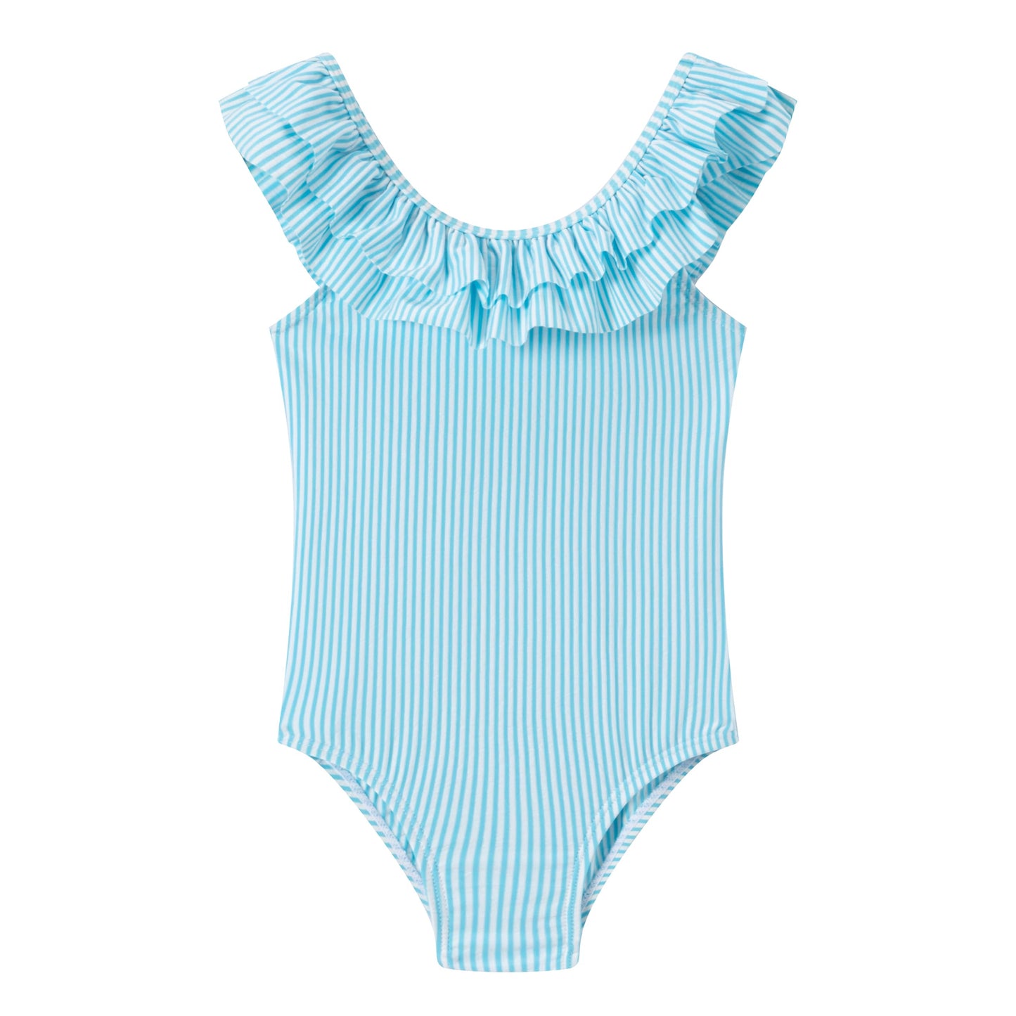 LIZENS Girls One Piece Swimwear Yellow Stripe Ruffle Striped Swimsuit for Kids 2-12