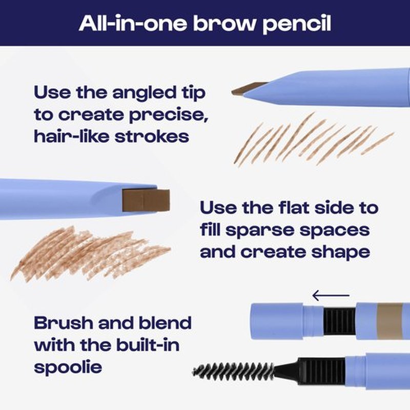 ALLEYOOP Swift Brow All-In-One Brow Definition with Built-In Sharpener & Spoolie Brush – Water & Smudge-Resistant Eyebrow Definer Pencil with Natural Matte Finish - Vegan & Cruelty-Free (Taupe)