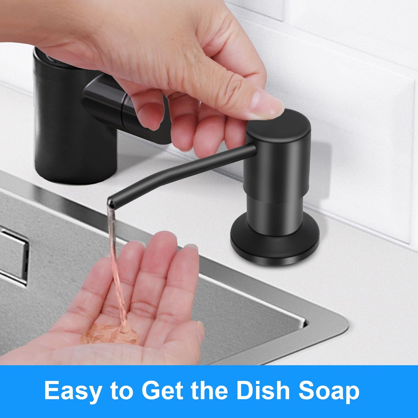 Soap Dispenser Kitchen Sink, Sink Soap Dispenser, 47" Extension Tube kit, Dish Soap Dispenser Pump, No Need More Refills (Black)