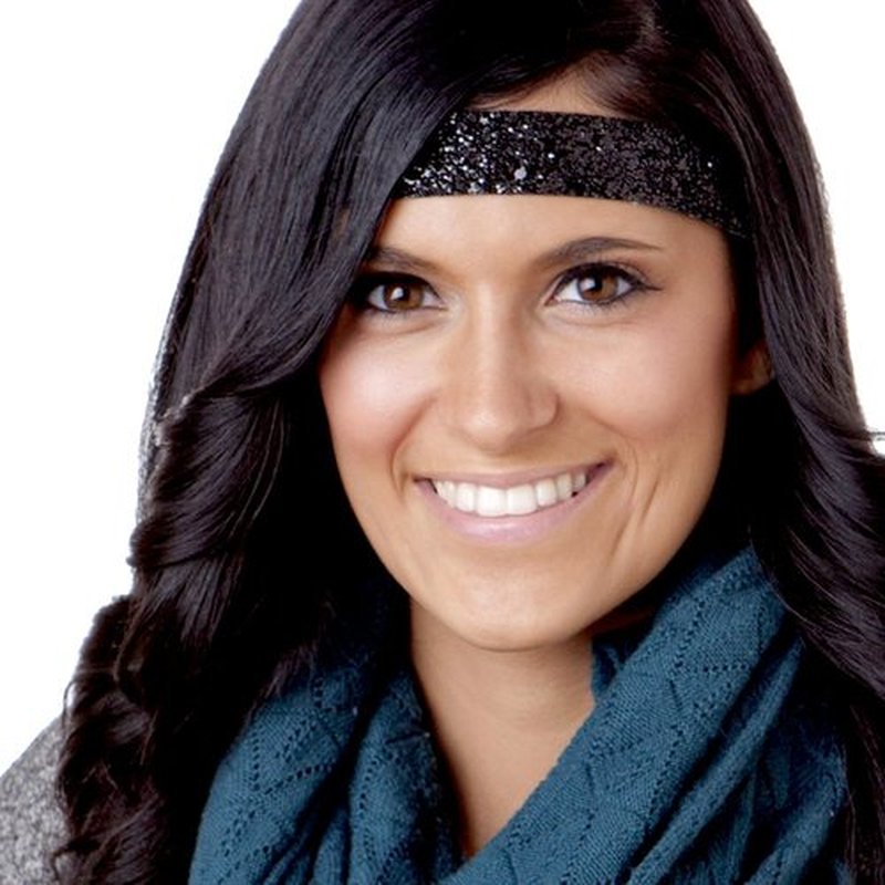 Hipsy Women's Adjustable Non Slip Cute Fashion Wide Bling Glitter Hair Headband 3-pack (Black/Cheetah/Silver)