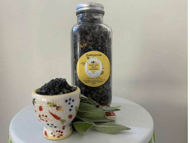 Botanical Healing Bath Salts: Premium Nourishing Eucalyptus & Sweet Myrrh Bath Soak for Stress Relief, 12 oz glass container (Eucalyptus & Sweet Myrrh), Clear