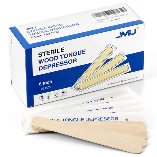 Tongue Depressors - Sterile 100 Count, 6" Individually Wrapped Wooden Medical Tools | Perfect for Crafts