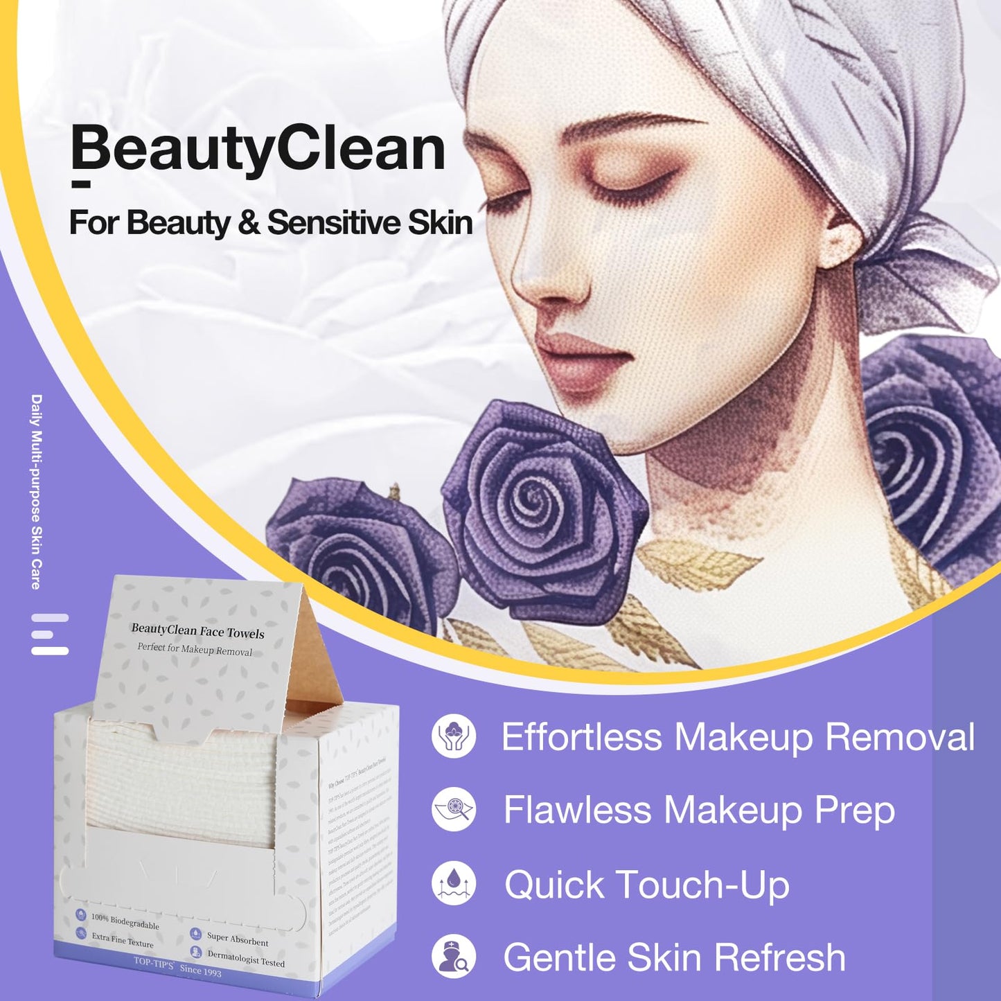 Disposable Face Towels(4 Box), Biodegradable Soft & Skin Friendly Face Towelettes Disposable, Makeup Remover Dry Wipes Tissue for Women, Facial Wash Cloth Travel