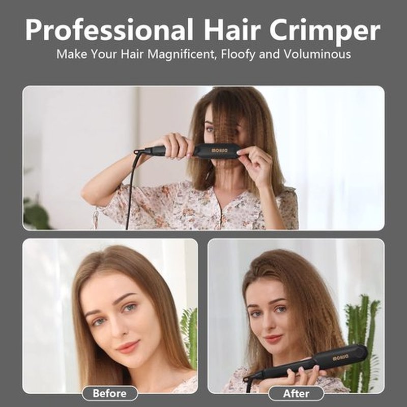 Crimping Iron Hair Crimper for Hair DSHOW Hair Waver Volumizing Crimper with Titanium Ceramic Plates Styling Tools for Women Girls