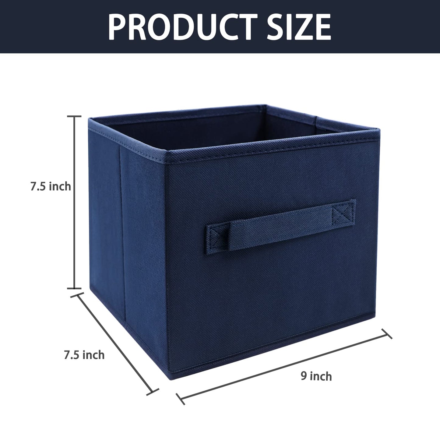 EBIGIC Small Storage Bins,Collapsible Fabric Storage Organizer 9.0"x7.5"x7.5" 6 Pack,Mini Storage Box,fit for closet, living room, bookshelf, Kids clothes and toys storage and organization Blue…