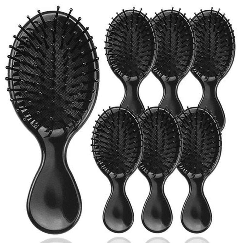 HQSLsund 10 Pack Mini Hair Brushes Bulk, Mini Hair Brush Individually Wrapped, Soft Bristles Adds Shine, Scalp Massage and Detangling, Safe for All Hair Types Extensions, Wigs(Bright Black)