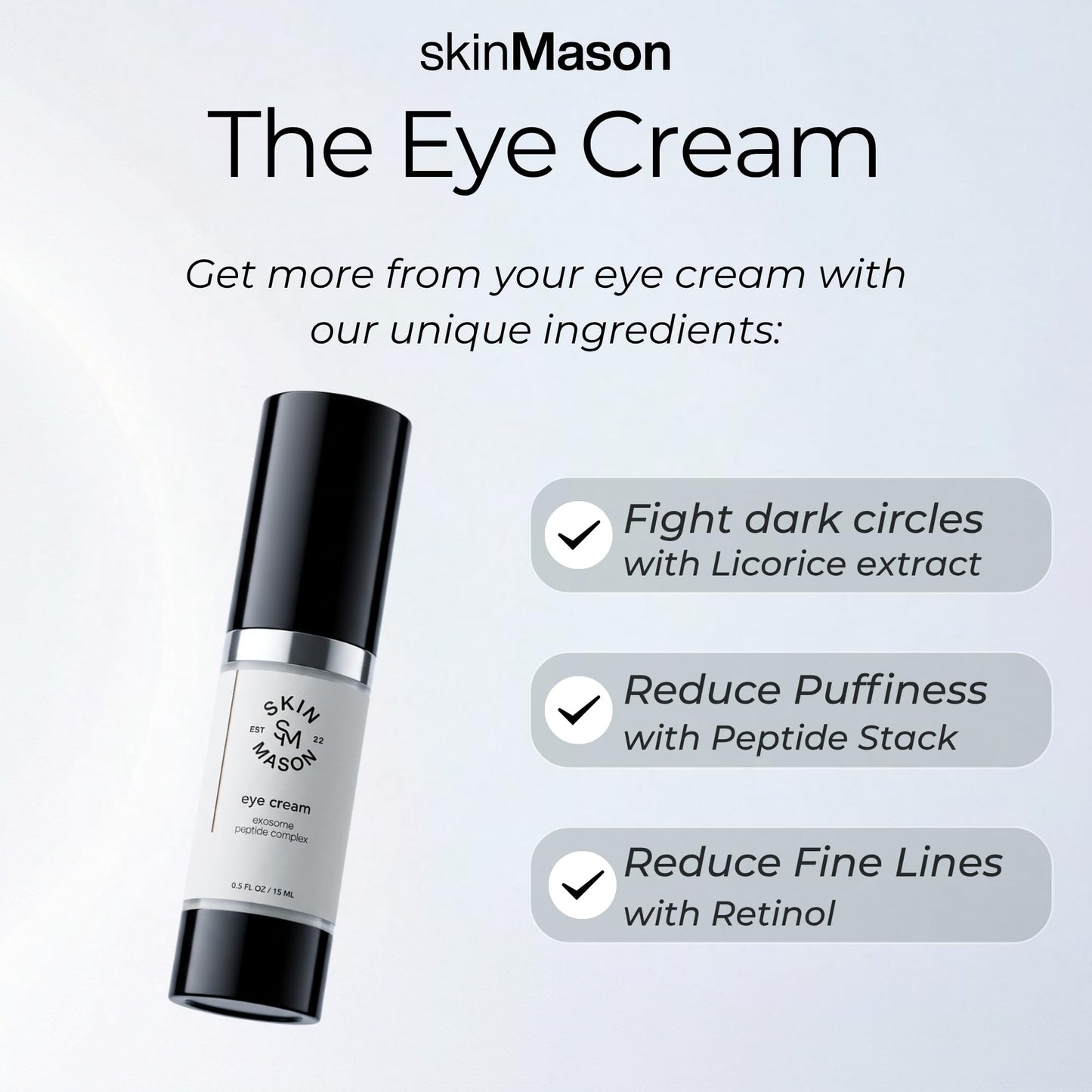 SkinMason Retinol Peptide Eye Cream For Dark Circles, Anti-aging, Puffiness, Fine Lines, Under Eye Bags