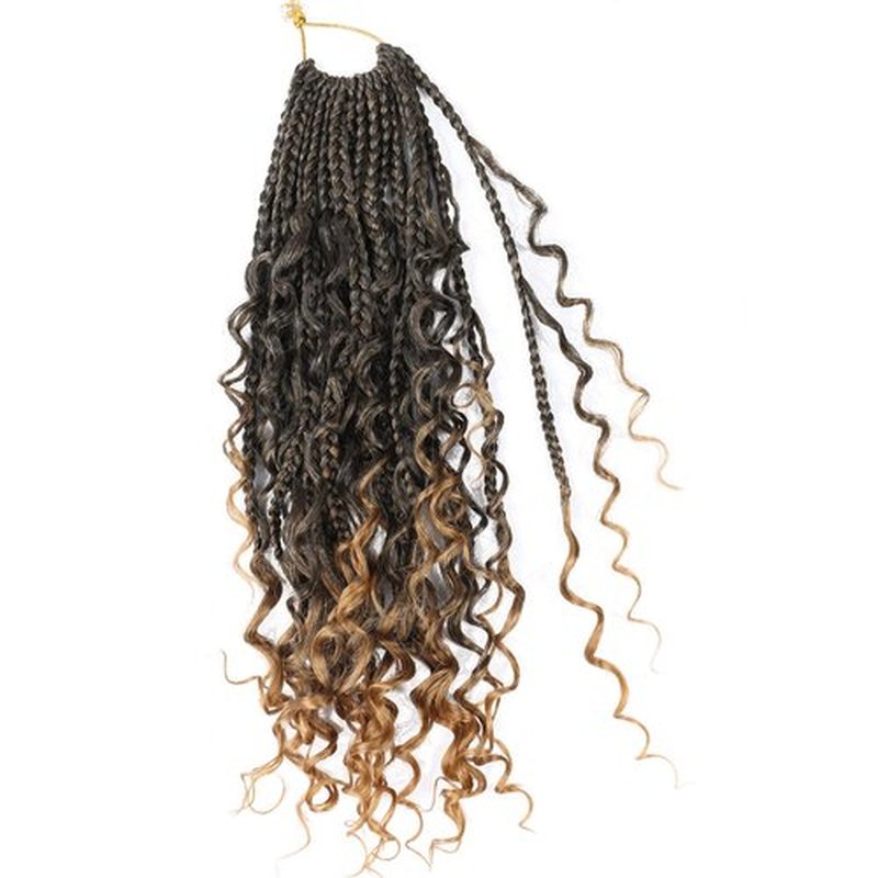 LMZIM 12 Inch Goddess Box Braids Crochet Hair Bohomian Crochet Box Braids Curly Ends 8 Pack 3X Crochet Braids Synthetic Braiding Hair Extension (12inch(pack of 8), T1B/27）
