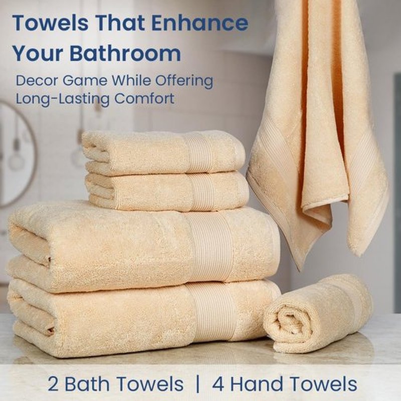 Casa Lino Set of 6 Luxury Linen Bath Towels Extra Large | 100% Soft Cotton 700 GSM Thick Absorbent Quick Dry Hotel Bathroom Towel for Home | 2 Bath Towels (27x54) | 4 Hand Towels (16x28) | Linen