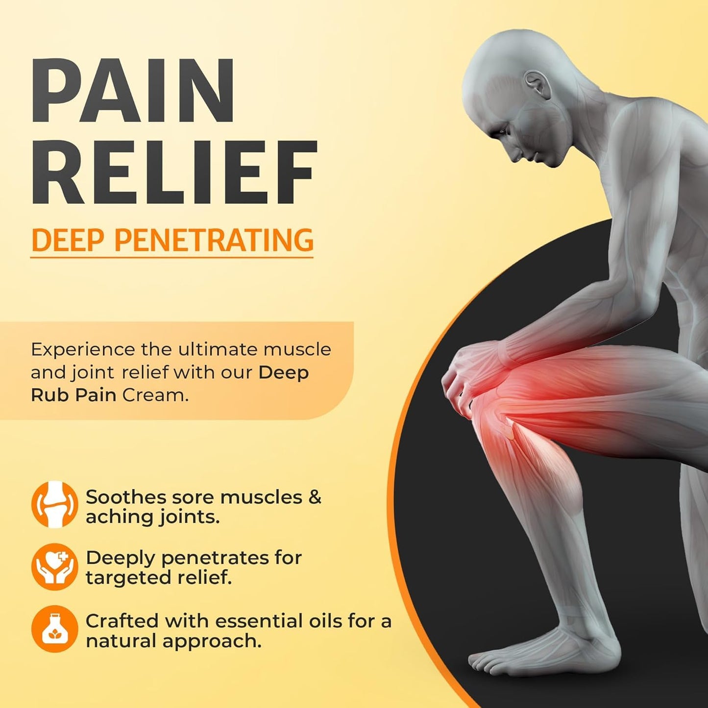 True Love Deep Rub Pain Cream – Extra Strength Pain Relief Cream with All Natural Ingredients for Muscle Soreness, Joint Pain, and Stiffness – Non-Greasy, Long-Lasting Comfort, 2 oz