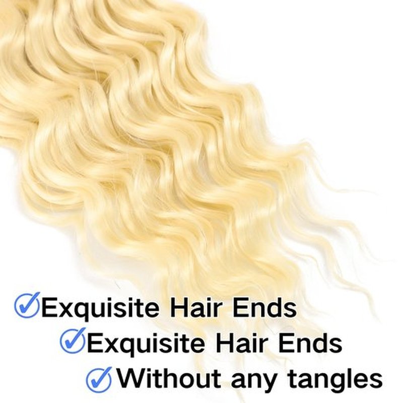 Deep Wave Bulk hair 20Inch No Weft Deep Wave Bulk Hair for Braiding Wet and Wave Quality Synthetic Braiding Hair Extensions for Boho Braids Micro Braiding (3Pack 300g 613#)